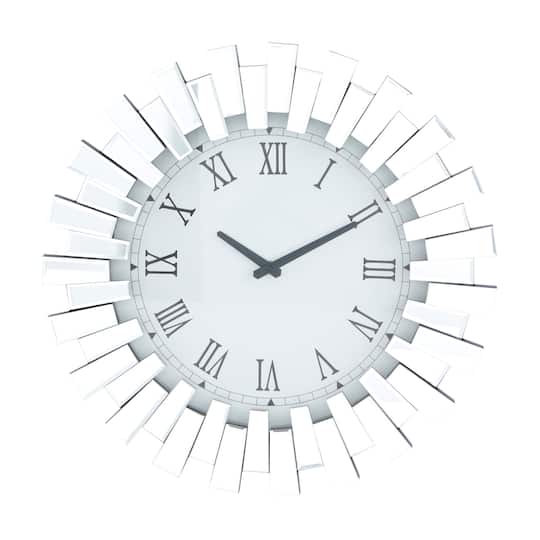 Silver MDF Glam Wall Clock, 20" x 3" x 20"